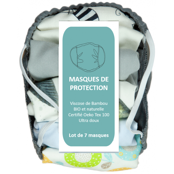 14 masques Grand public filtration sup 90% en bambou lavables à 40°C et ré-utilisables min 10 fois 