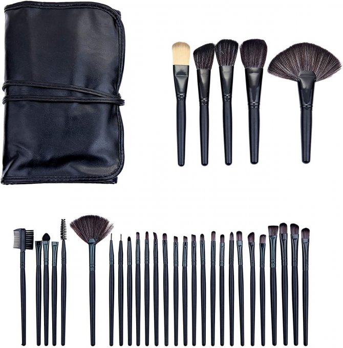 Set de 32 pinceaux noirs