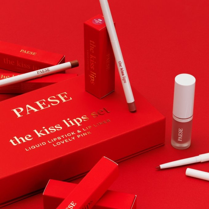 Coffret "The Kiss Lips"  - Rouge à lèvres et crayon assortis - 06 Classic Red - Paese