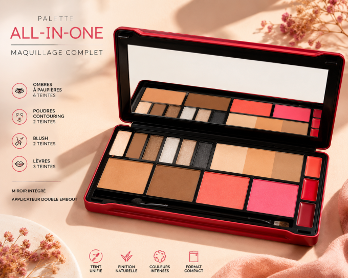Grande Palette de maquillage DIVINE - 16 couleurs - 21 g - Magic Studio