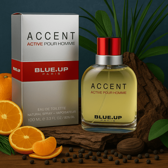 BLUE UP ACCENT ACTIV POUR HOMME – Eau de toilette homme 100 ml | Inspiration fraîche boisée et aroma