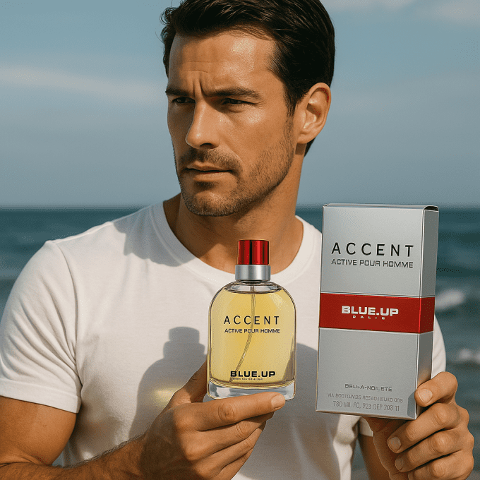 BLUE UP ACCENT ACTIV POUR HOMME – Eau de toilette homme 100 ml | Inspiration fraîche boisée et aroma