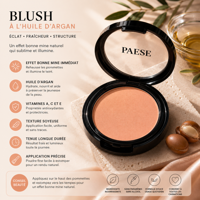 Blush à l'huile d'argan - 4g - Paese