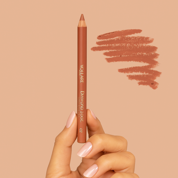 Crayon bois pour les lèvres DIAMOND LOOK - Teinte 02 Classic Nude - Vollaré Cosmetics