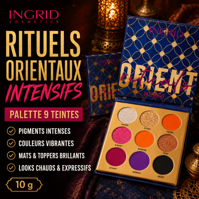 Palette d'ombres à paupière Rituels orientaux intensifs 9 teintes - 10 gr - Ingrid Cosmetics
