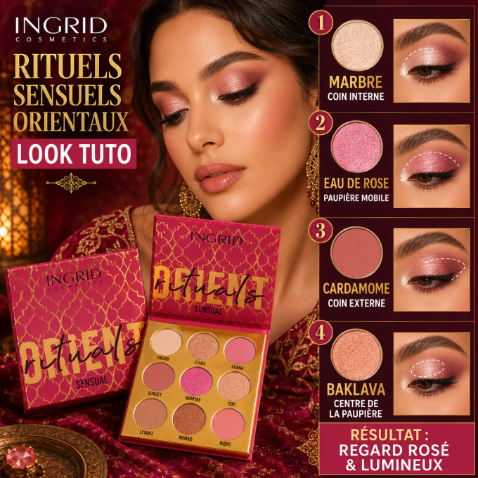Palette d'ombres à paupière Rituels sensuels orientaux 9 teintes - 10 gr - Ingrid Cosmetics
