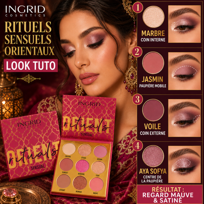Palette d'ombres à paupière Rituels sensuels orientaux 9 teintes - 10 gr - Ingrid Cosmetics