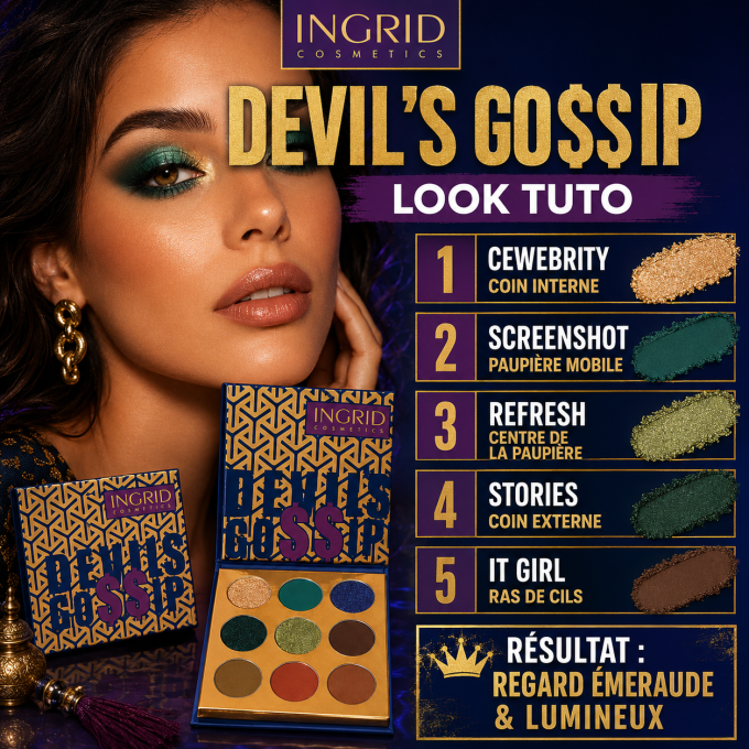 Palette d'ombres à paupière Devil's Gossip 9 teintes - 10 gr - Ingrid Cosmetics
