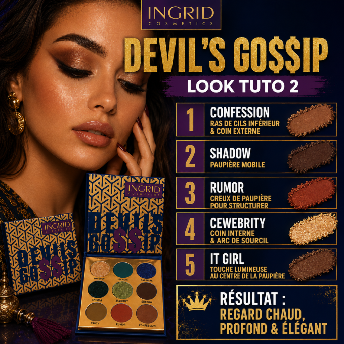 Palette d'ombres à paupière Devil's Gossip 9 teintes - 10 gr - Ingrid Cosmetics