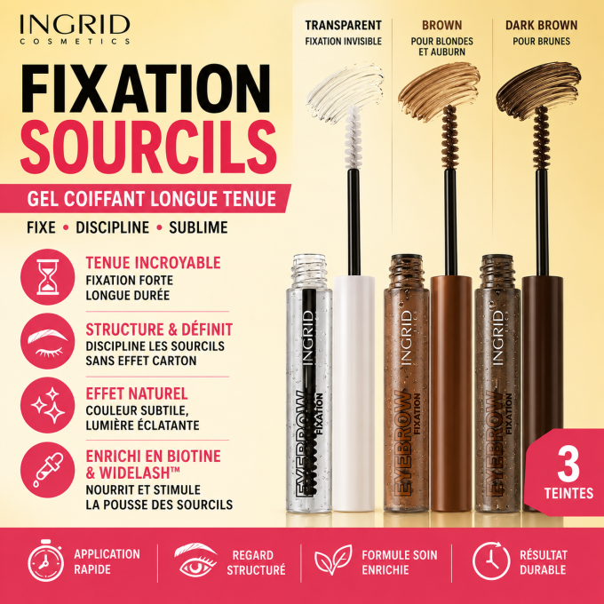 Fixation sourcils - 7 ml - 3 teintes - Ingrid Cosmetics