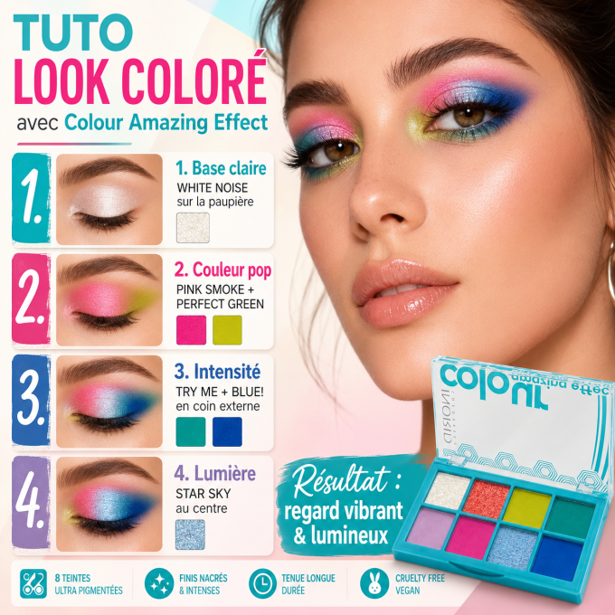 Palettes d'ombres à paupières Colour Amazing Effect - 8 teintes - 10 g - Ingrid Cosmetics