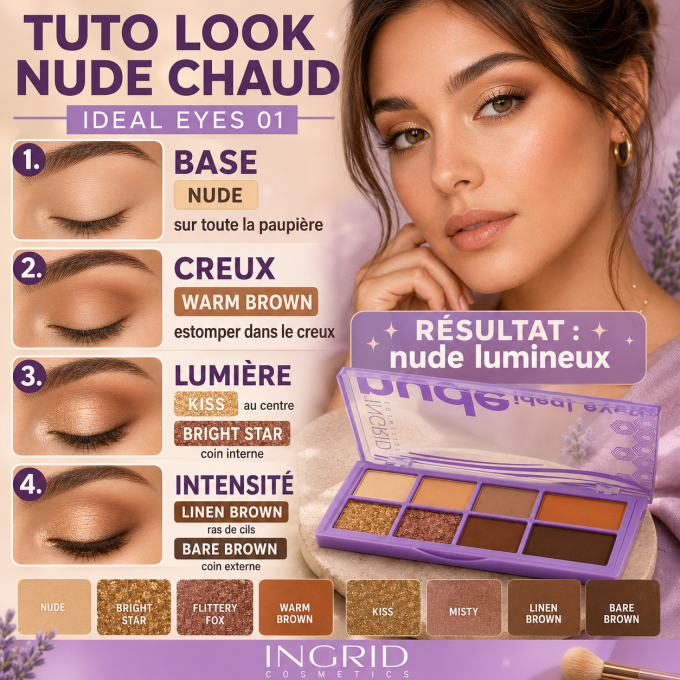 Palettes d'ombres à paupières IDEAL EYES 01 - 8 teintes - 10 g - Ingrid Cosmetics