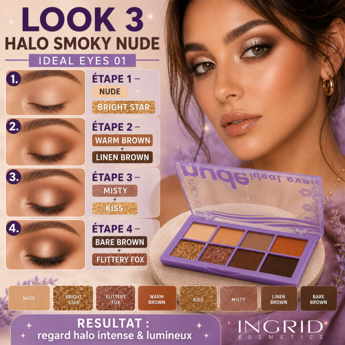 Palettes d'ombres à paupières IDEAL EYES 01 - 8 teintes - 10 g - Ingrid Cosmetics