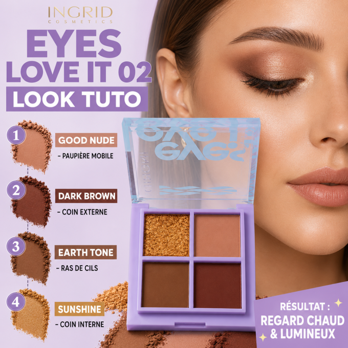 Palette d'ombres à paupière EYES LOVE IT 02 - 4 teintes - 5 g - Ingrid Cosmetics
