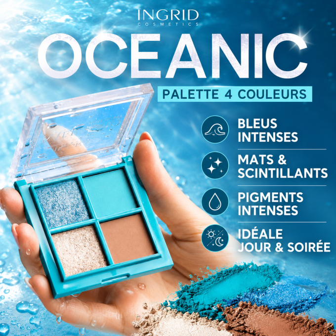 Palette d'ombres à paupières "Oceanic" - 4 couleurs - 4g - Ingrid Cosmetics