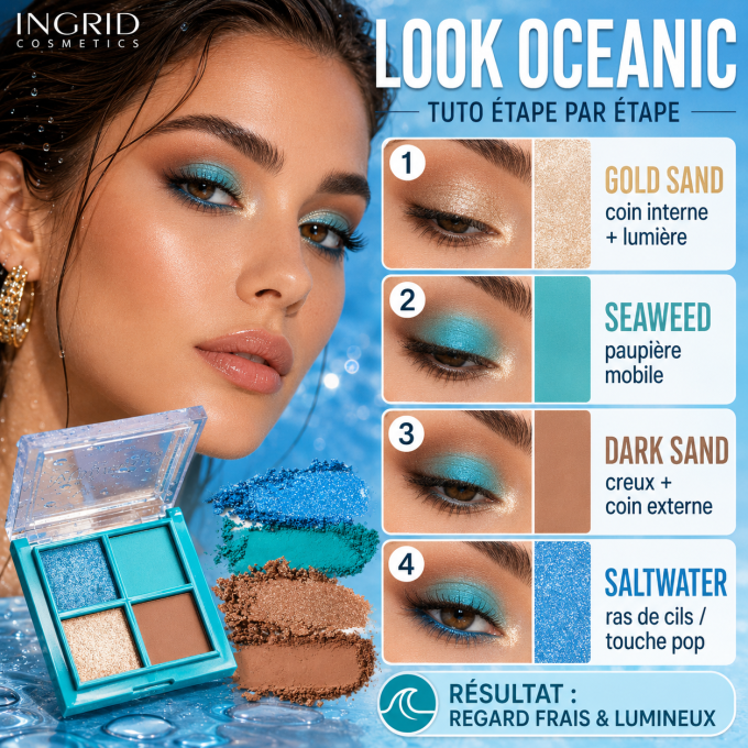 Palette d'ombres à paupières "Oceanic" - 4 couleurs - 4g - Ingrid Cosmetics