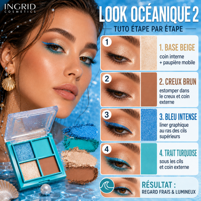 Palette d'ombres à paupières "Oceanic" - 4 couleurs - 4g - Ingrid Cosmetics