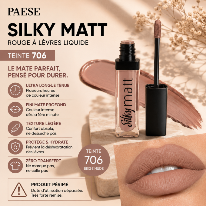 Rouge à lèvres liquide Silky Matt 6 ml - teinte 706 - Paese