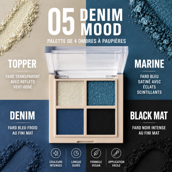 Palette d'ombres à paupières Vegan "Daily Vibes" - Denim Mood - 5,5 g - PAESE