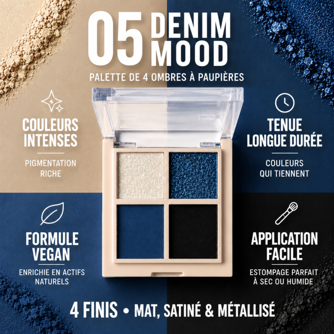 Palette d'ombres à paupières Vegan "Daily Vibes" - Denim Mood - 5,5 g - PAESE