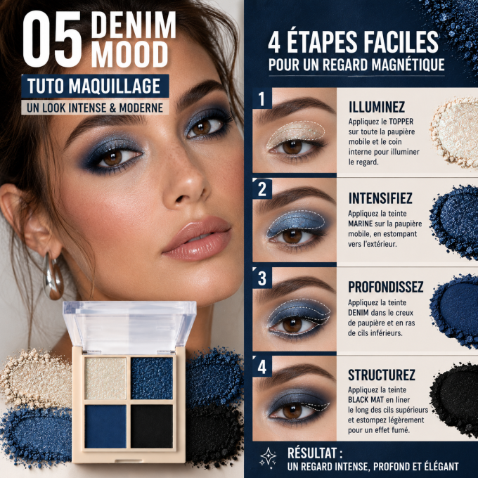Palette d'ombres à paupières Vegan "Daily Vibes" - Denim Mood - 5,5 g - PAESE