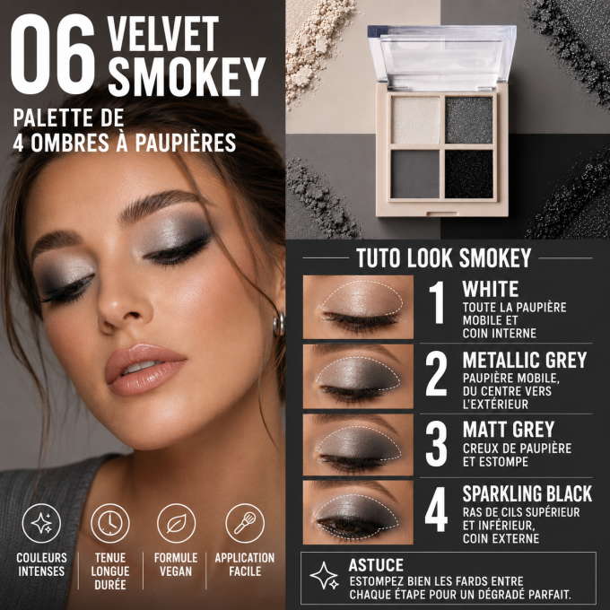 Palette d'ombres à paupières Vegan "Daily Vibes" - Velvet Smokey - 5,5 g - PAESE