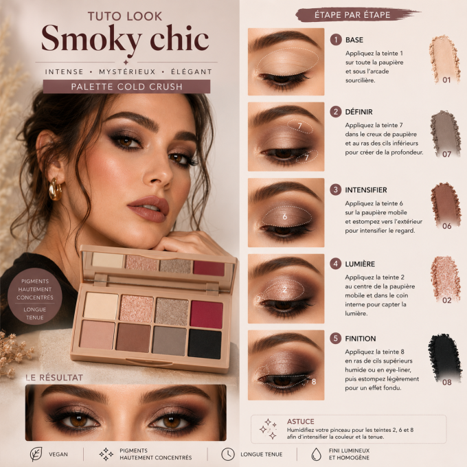 Palette d'ombres à paupières "Cold Crush" - 11 g - 8 couleurs VEGAN - PAESE