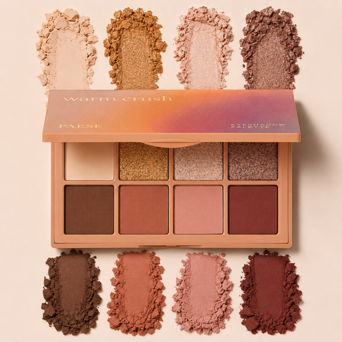 Palette d'ombres à paupières "Warm Crush" - 11 g - 8 couleurs VEGAN - PAESE