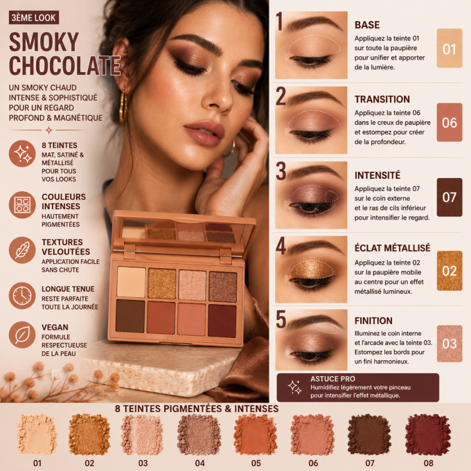 Duo "Warm Crush" : palette 8 ombres à paupières  11 g VEGAN et Mascara WAVE - PAESE