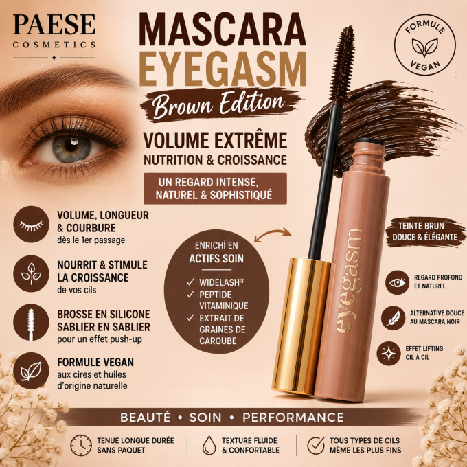 Mascara revitalisant "Eyegasm" - Brun - 8 ml - PAESE