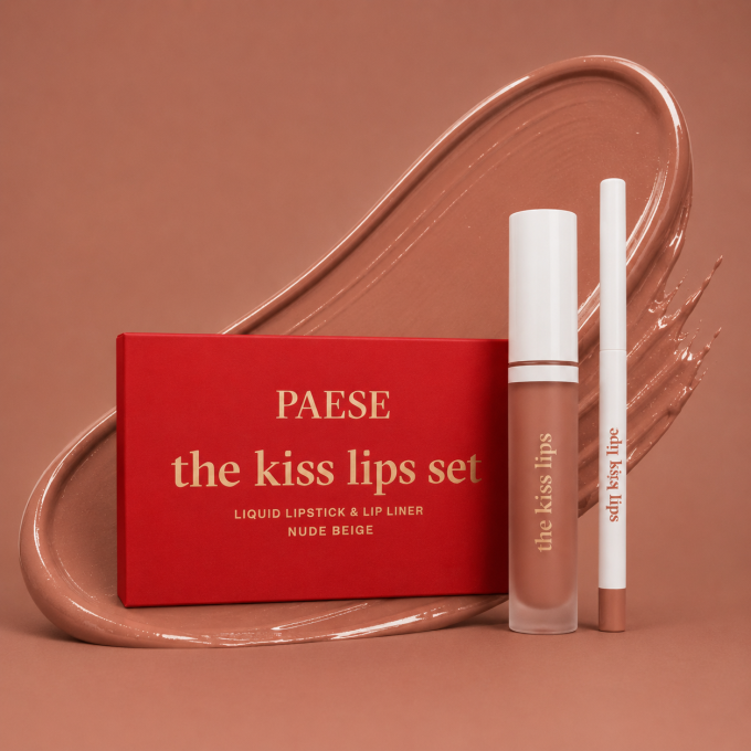 Coffret "The Kiss Lips"  - Rouge à lèvres et crayon assortis - 01 Nude Beige - Paese