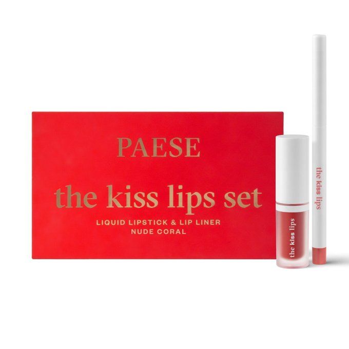Coffret "The Kiss Lips"  - Rouge à lèvres et crayon assortis - 02 Nude Coral - Paese