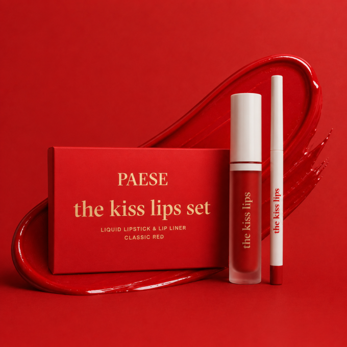 Coffret "The Kiss Lips"  - Rouge à lèvres et crayon assortis - 06 Classic Red - Paese