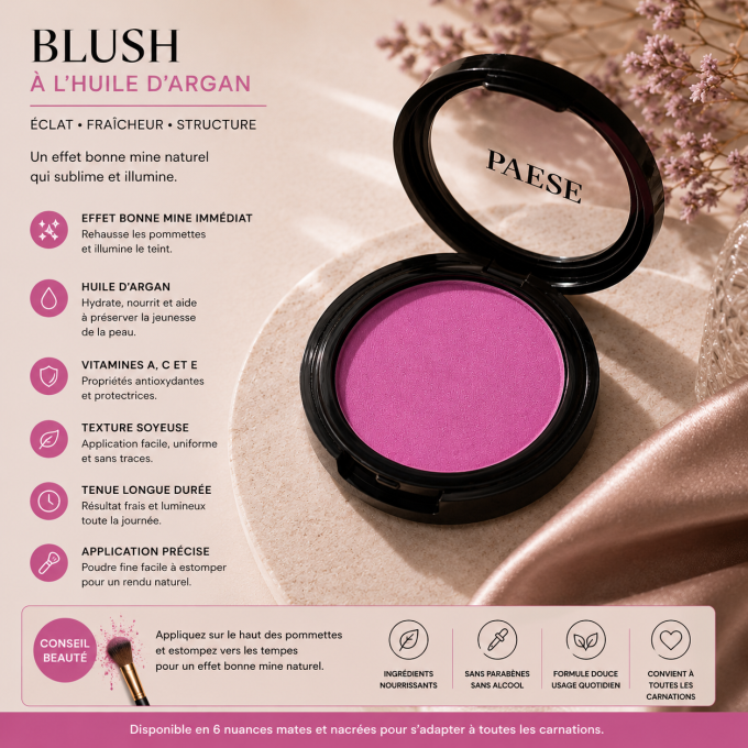 Blush à l'huile d'argan - 4g - Paese