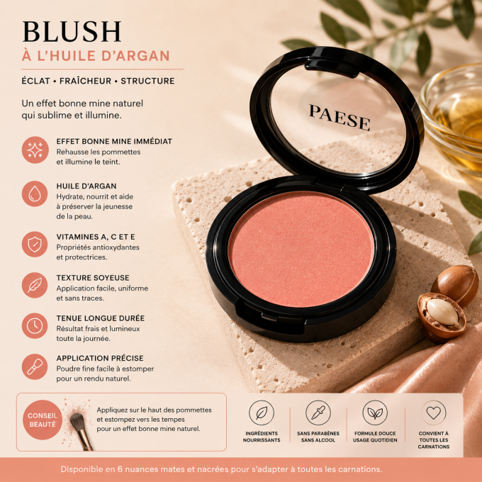 Blush à l'huile d'argan - 4g - Paese