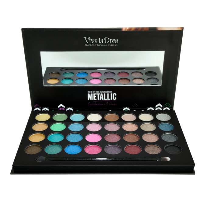 Palette d'ombres à paupières vegan Metallic VIVA LA DIVA - 24 couleurs