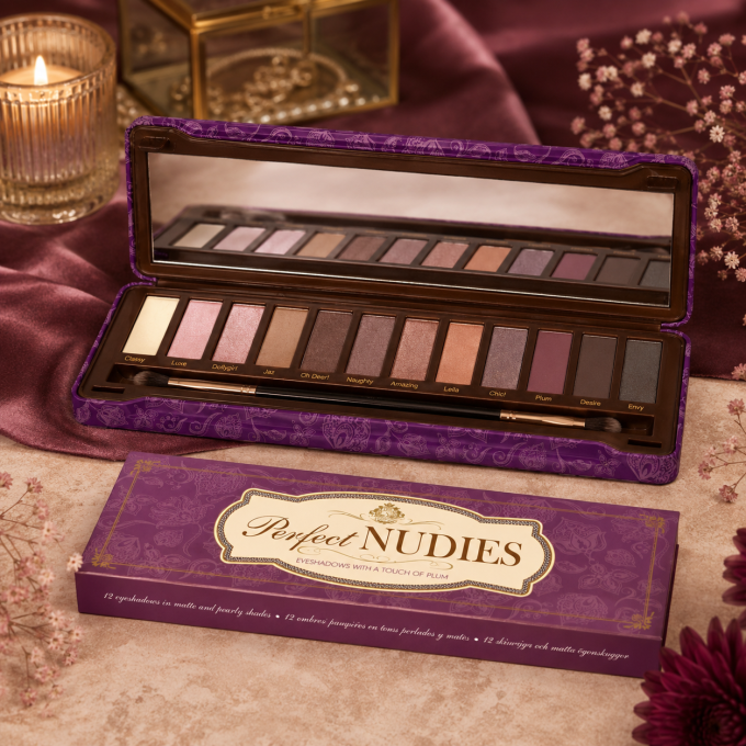Palette d'ombres à paupières vegan Perfect nudies touch of plum VIVA LA DIVA - 12 couleurs