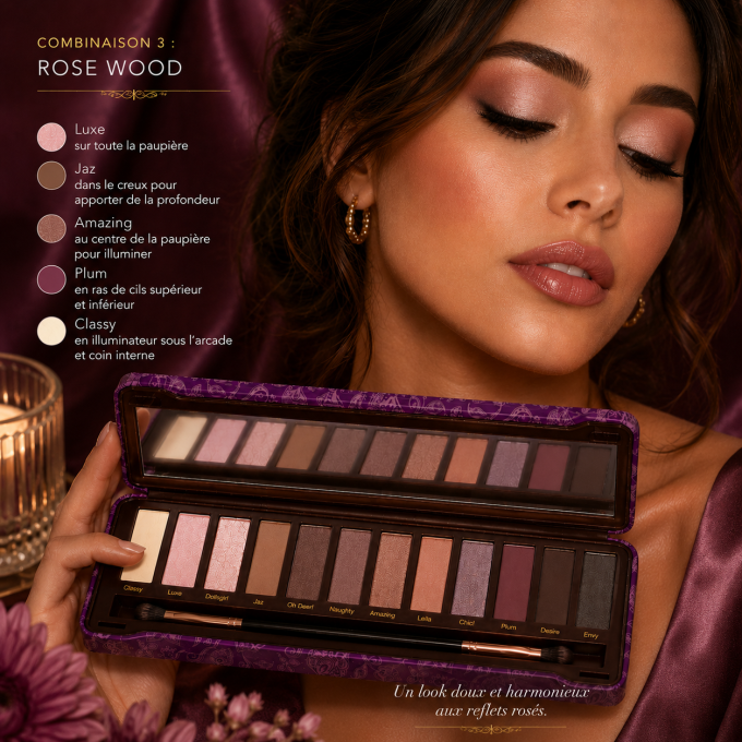 Palette d'ombres à paupières vegan Perfect nudies touch of plum VIVA LA DIVA - 12 couleurs