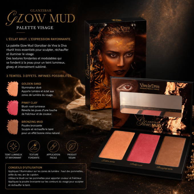 Palette teint vegan Zanzibar glow mud VIVA LA DIVA