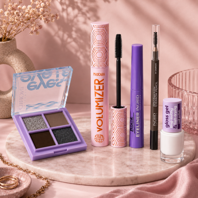 Soft Glam Nude – Kit maquillage complet Ingrid Cosmetics (5 produits)
