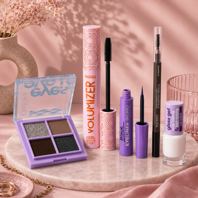Soft Glam Nude – Kit maquillage complet Ingrid Cosmetics (5 produits)