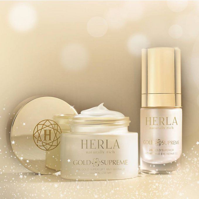 Coffret cadeau dédié au massage du visage et du corps - GOLD SUPREME - HERLA