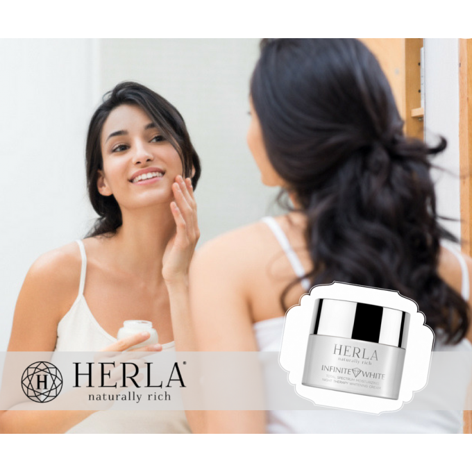 Coffret Cadeau Crème de nuit hydratante + Lotion illuminatrice -  INFINITE WHITE - HERLA