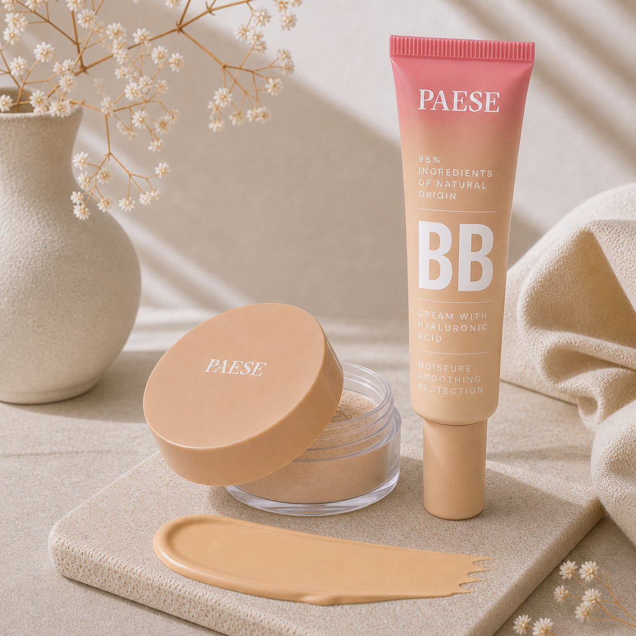 Duo BB crème à l'acide hyaluronique 30 ml  (teinte 03W NATURAL) et Poudre de beauté 10g - PAESE
