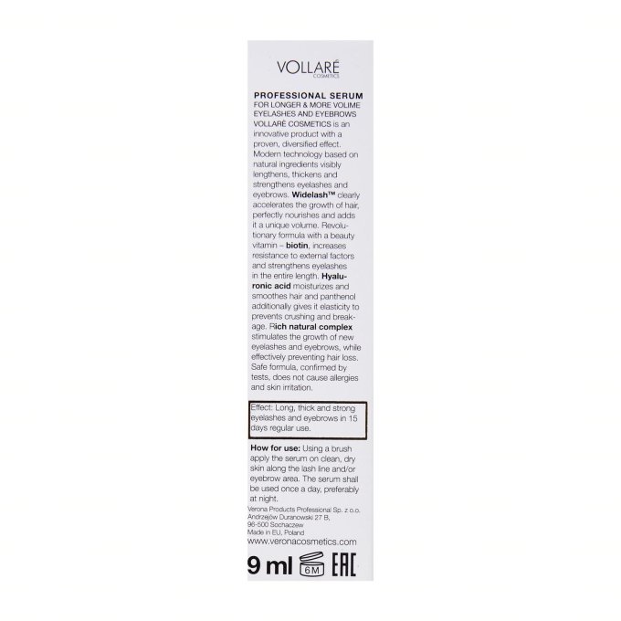 Sérum croissance des cils et sourcils - 9 ml - Vollaré Cosmetics