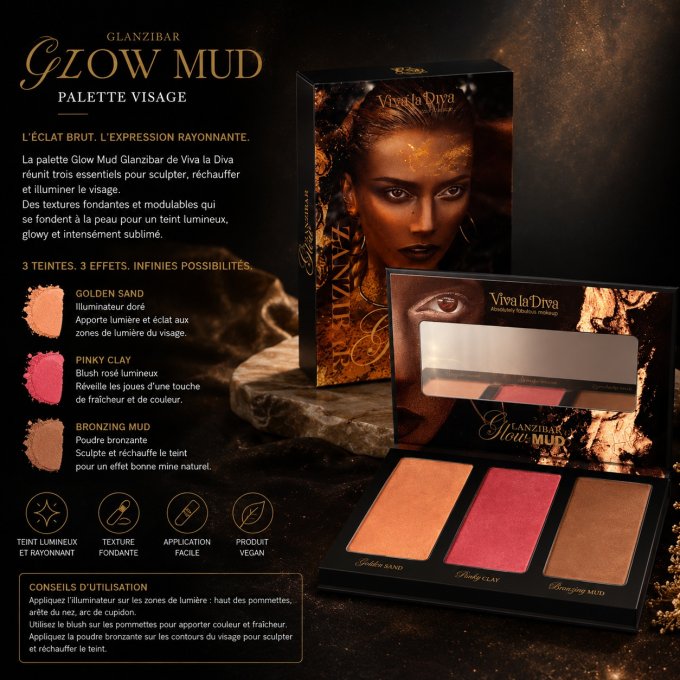 Palette teint vegan Zanzibar glow mud VIVA LA DIVA