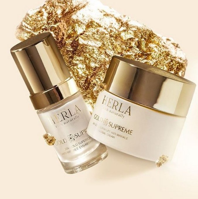 Coffret cadeau Super Anti-ride + Sérum de jeunesse - Visage - GOLD SUPREME - HERLA