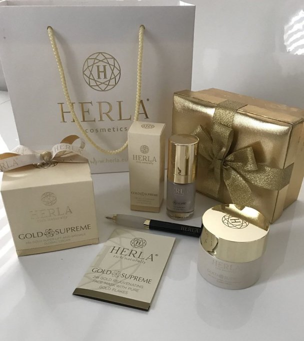Coffret cadeau Super Anti-ride + Sérum de jeunesse - Visage - GOLD SUPREME - HERLA
