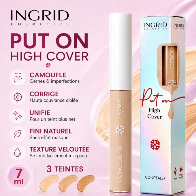 Correcteur Vegan Haute couvrance Ingrid Cosmetics-3 teintes-7 ml