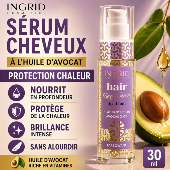 Sérum cheveux concentré en Huile d'avocat - Ingrid Cosmetics - 30 ml